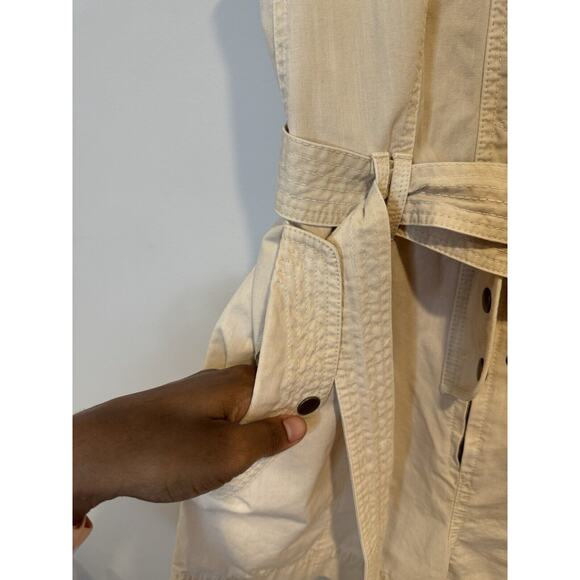 Ulla Johnson Briar Beige Cotton Snap Button Front Belted Sleeveless Romper - Picture 6 of 11